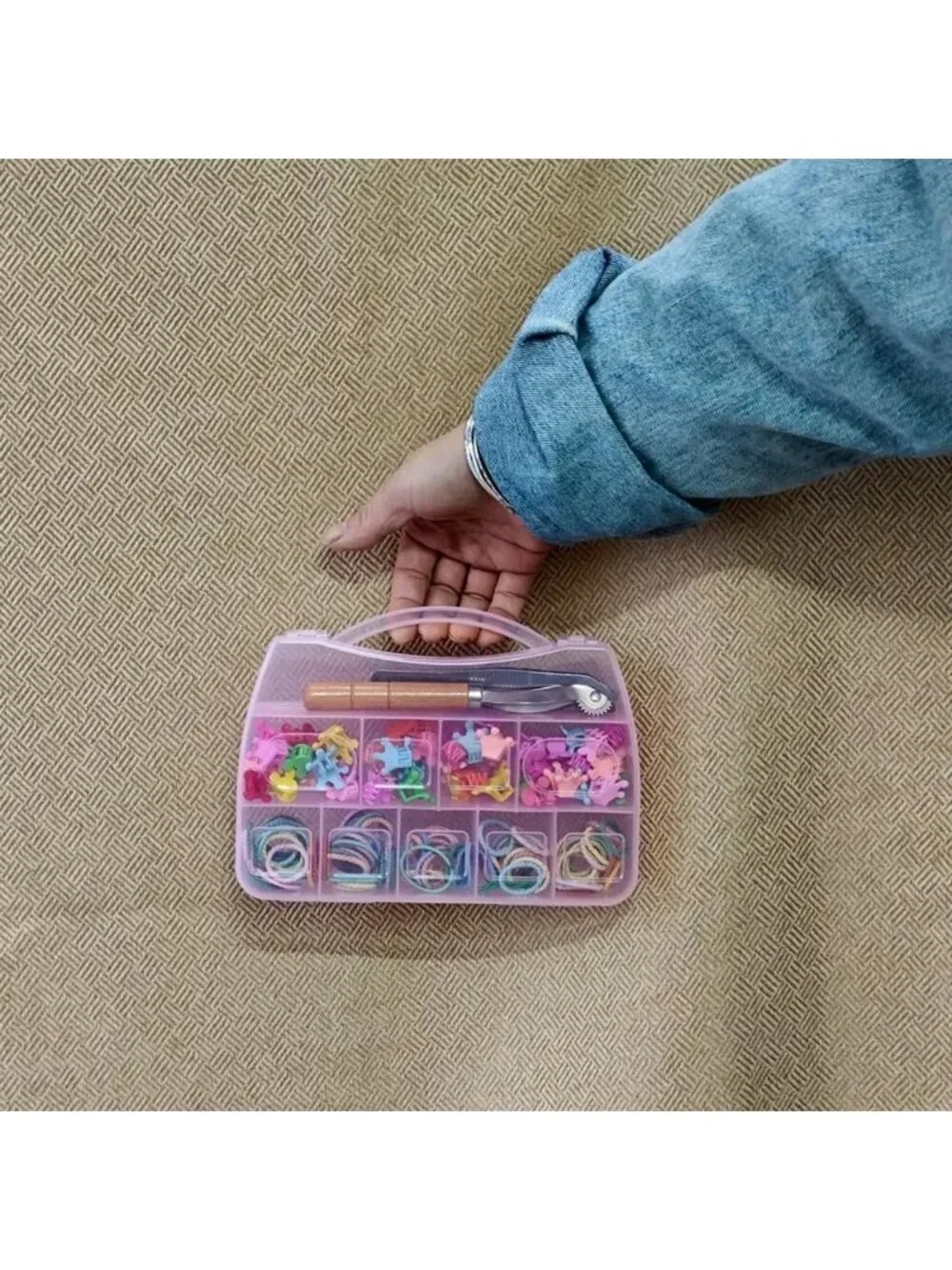 4 Pack Mini Clear Pink Storage Cases - Cute Organizer for Jewelry, Crafts, Gifts